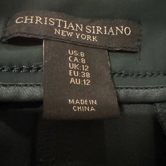 Christian Siriano NY Forest Green Dress Pants US 8 Straight Leg Career 30x26 - Picture 3 of 5